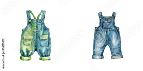 overalls watercolor vector illustration