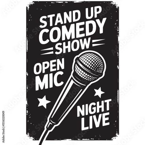 Vintage Stand Up Comedy Show Poster for Open Mic Night Live Event