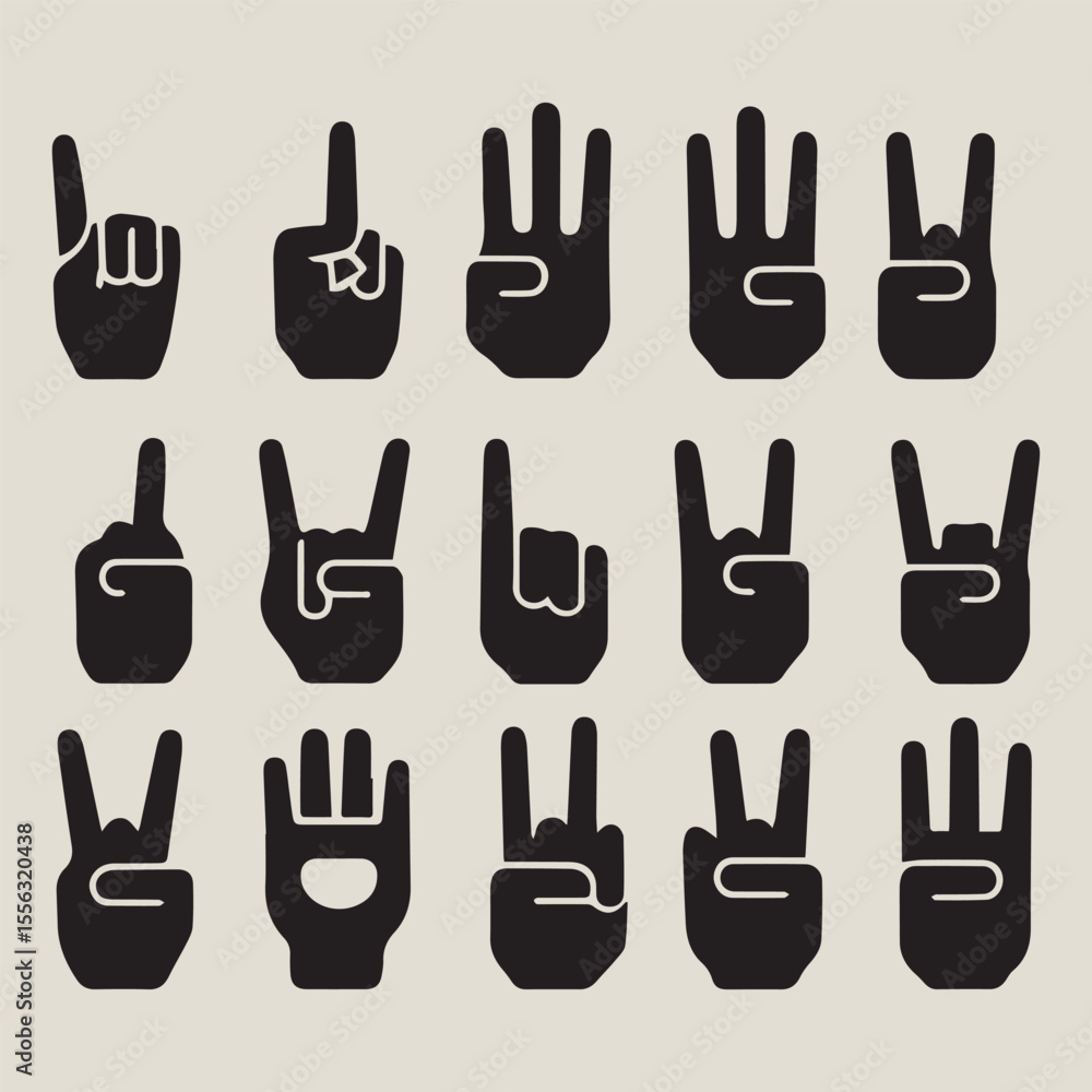 Fototapeta premium International Day of Sign Languages vector set with minimalist hand signs, abstract shapes, isometric scenes, solid color infographic and modern communication typography design
