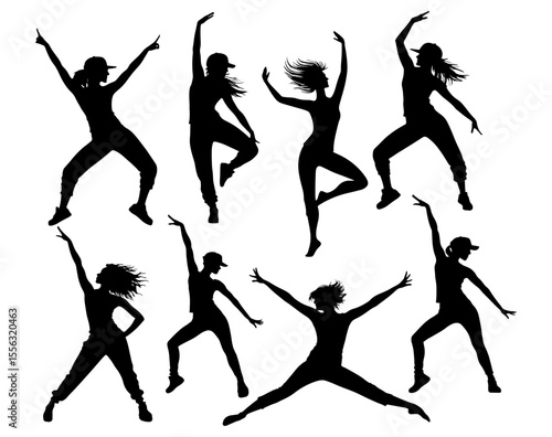 Silhouettes of women performing dance positions