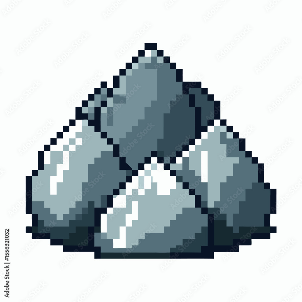 Fototapeta premium Pixel Art Rock Pile in Classic 8 Bit Retro Video Game Style