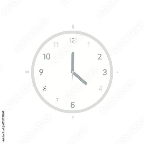 Isolated clock illustration showing the time at four o'clock with minute details for timekeeping and scheduling accuracy in a minimalist design