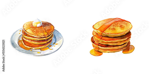 pancake watercolor vector illustration