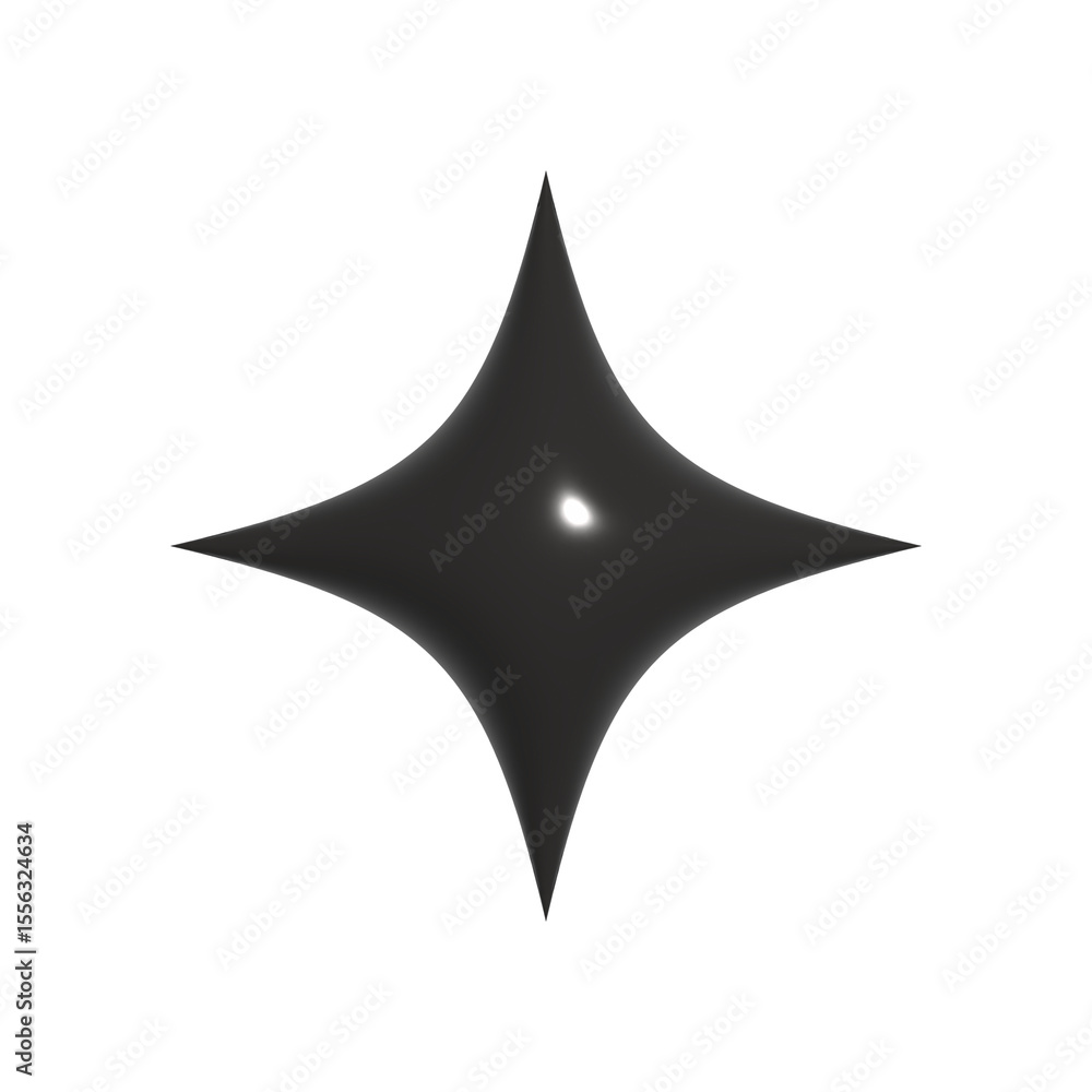 Fototapeta premium 3D Gradient Sparkle PNG Glow Icon - Realistic Sparkle PNG Twinkle Star Element.png