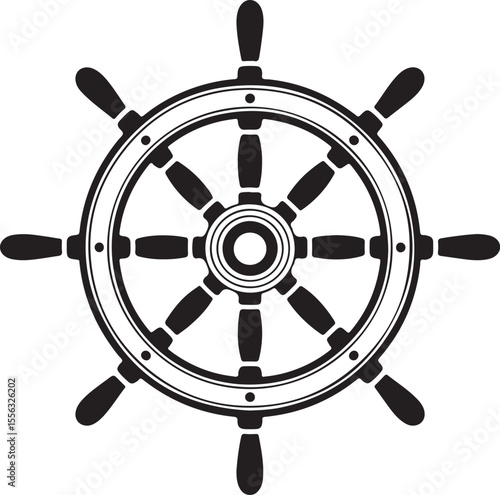 Silhouette of Ship Steering Wheel Vector Illustration