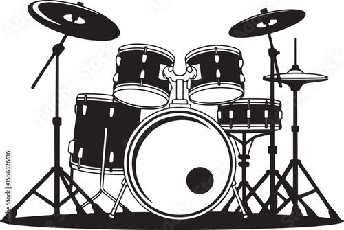 Silhouette of Drum Set Vector Illustration