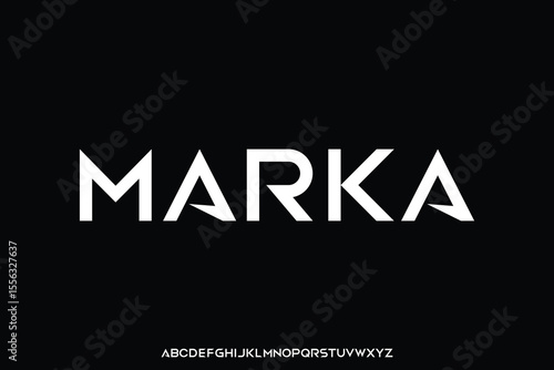 Modern sharp sporty sans serif display font vector illustration