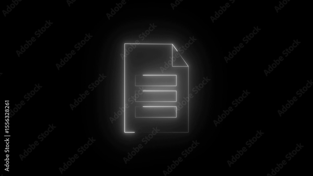 Glowing White Document Icon on Black Background file Glowing White Document Icon on Black Background file