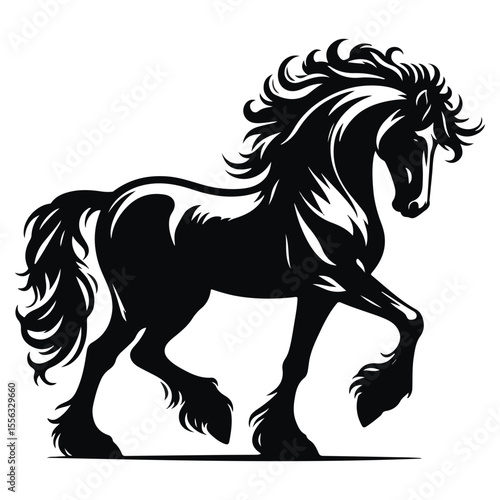Horse Silhouette Vector on White Background	