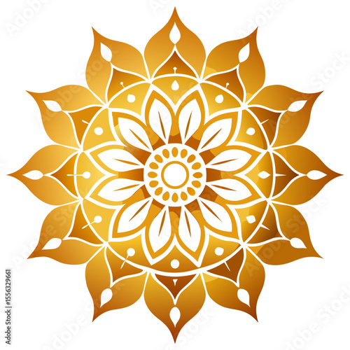 23. A golden, luminous mandala with floral patterns, delicately glowing on a dark background, symbolizing spiritual enlightenment.