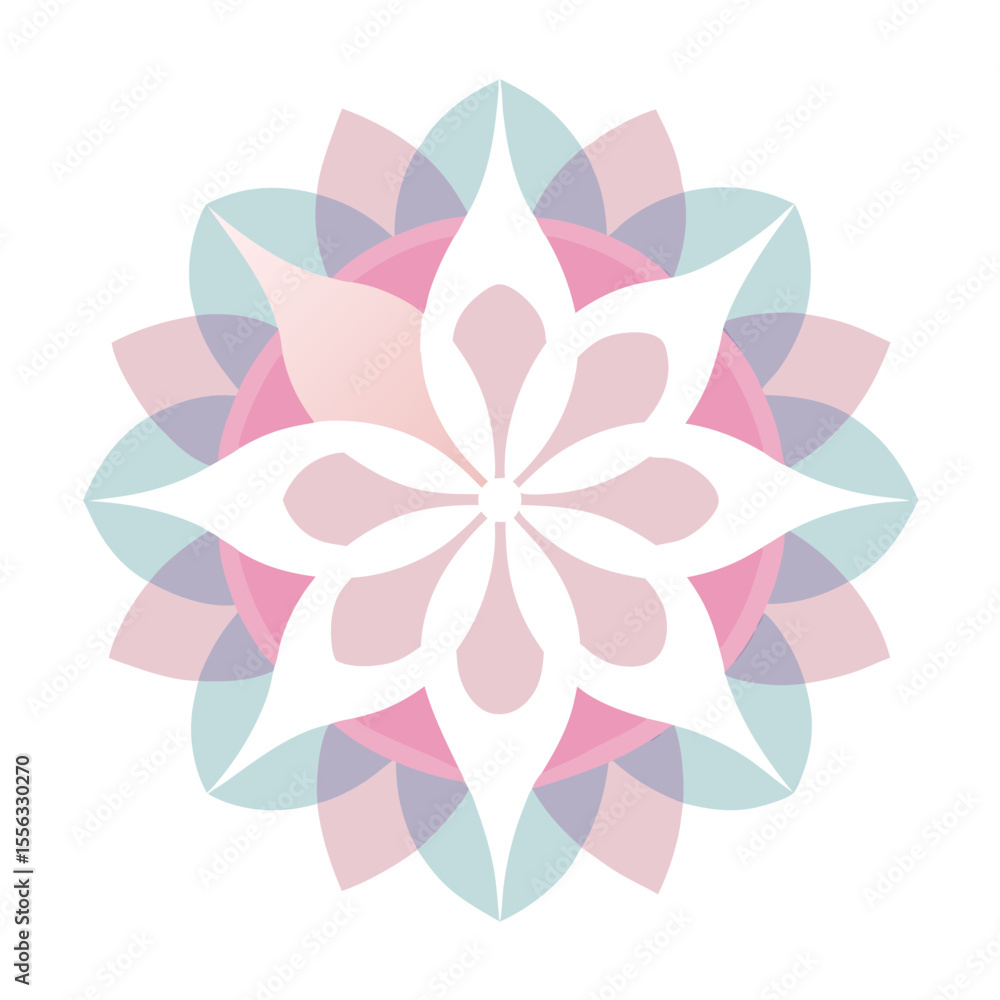 Obraz premium - A gentle, floral mandala with dreamy, translucent hues, appearing as a harmonious bloom floating in a serene, light-filled space.