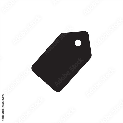 Simple black price tag icon with a hole for hanging