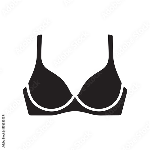 Simple black bra silhouette with white outline on white background