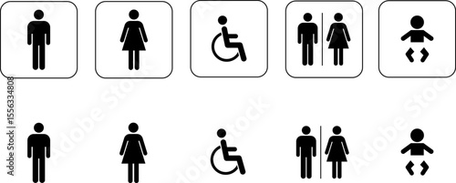 Restroom Toilet Icon Set WC Symbol Male and Female Restroom
