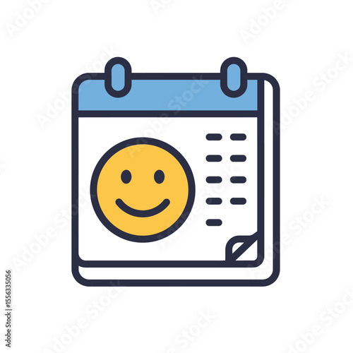 Happy smiley face icon on a calendar with a reminder for an important date