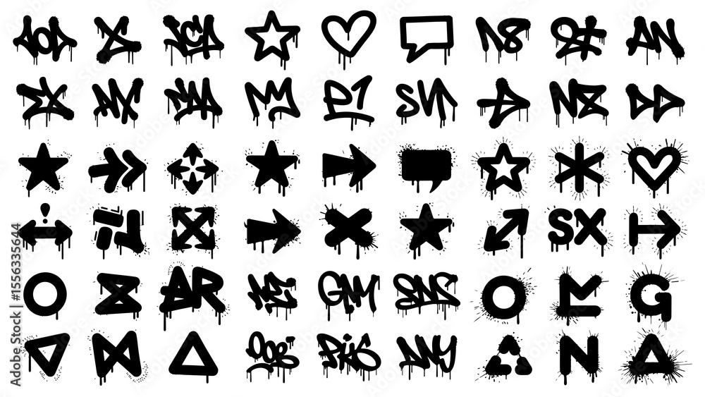 Naklejka premium Street art set of graffiti icons
