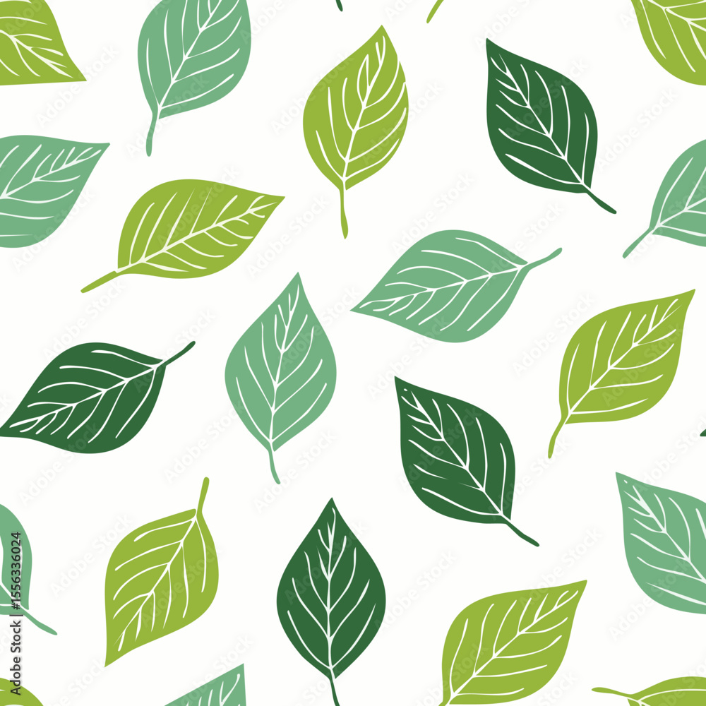 Fototapeta premium Seamless Tropical Leaf Pattern Vector - Green Banana Leaves Background Illustration