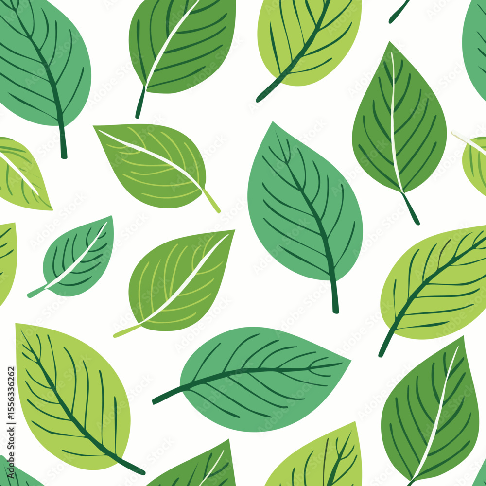 Fototapeta premium Seamless Tropical Leaf Pattern Vector - Green Banana Leaves Background Illustration