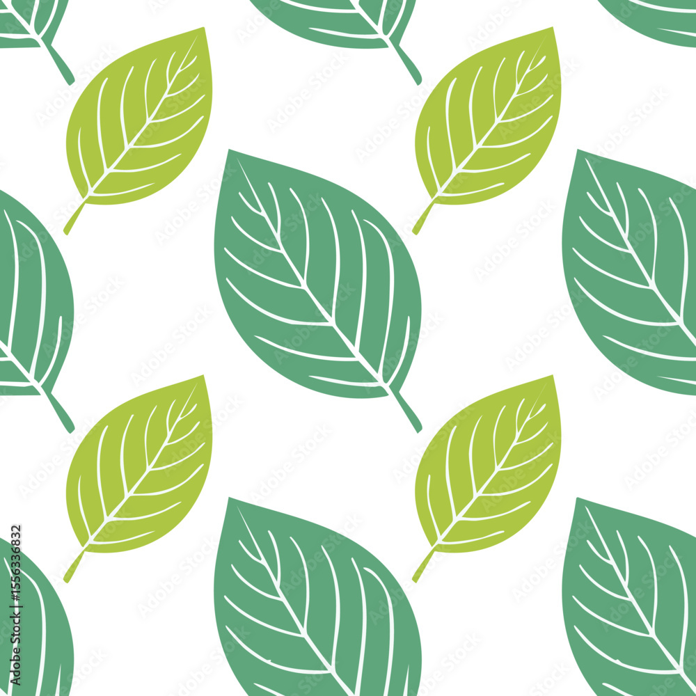 Obraz premium Seamless Tropical Leaf Pattern Vector - Green Banana Leaves Background Illustration