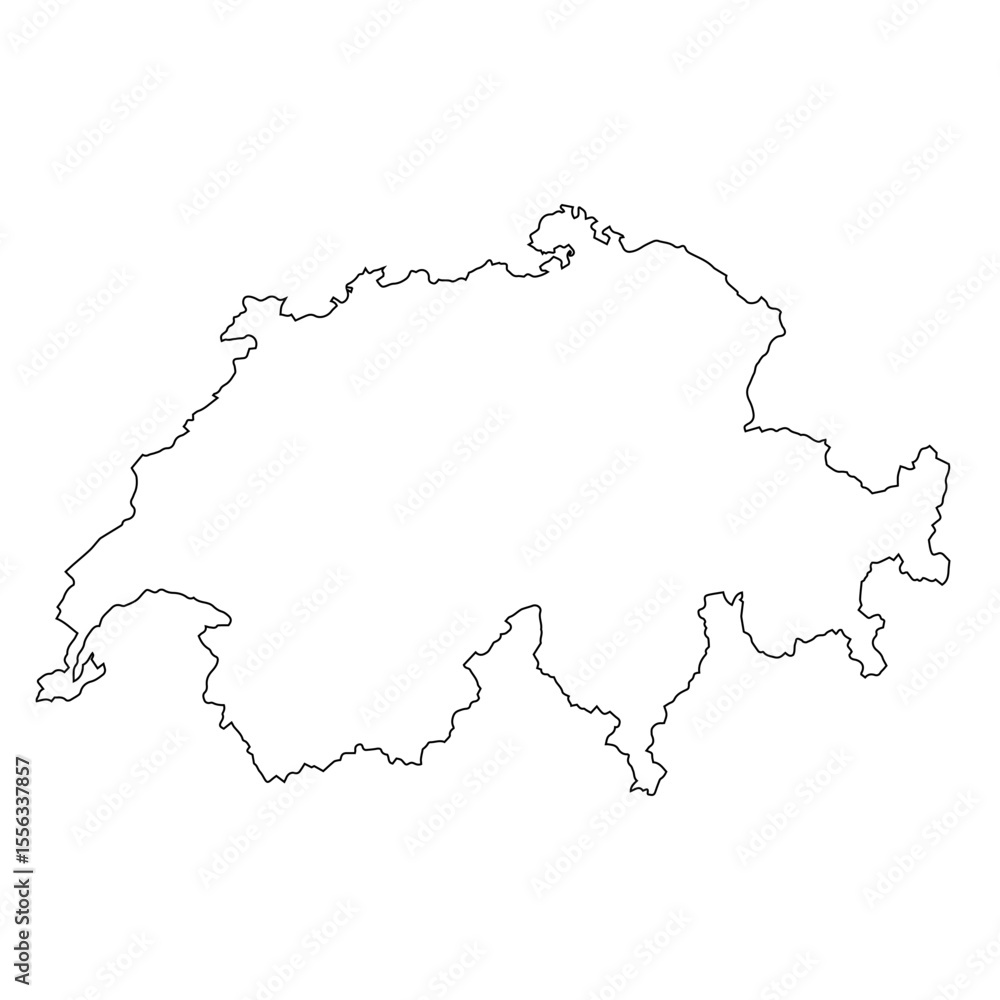 vector map of Switzerland isolated on a transparent background, Detailed map of Switzerland vector map of Switzerland isolated on a transparent background, Detailed map of Switzerland