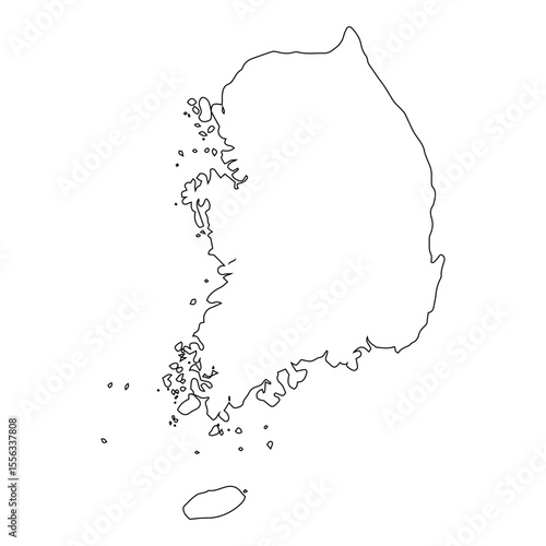 vector map of South Korea isolated on a transparent background, Detailed map of South Korea