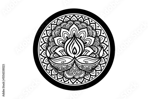 Illustration of a traditional korean soup spoon silhouette