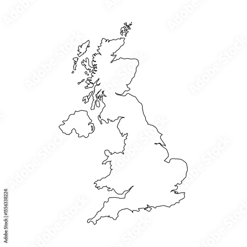 vector map of United Kingdom isolated on a transparent background, Detailed map of United Kingdom