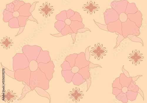Pink blown CreamSeamless floral pattern