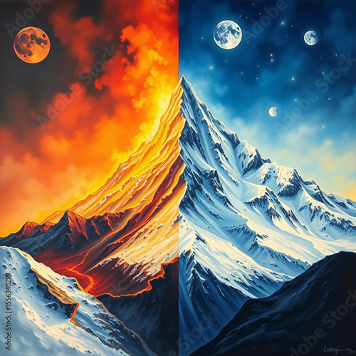 night landscape with moon