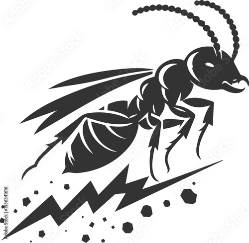 Black vector clipart termite insect animal silhouette illustration