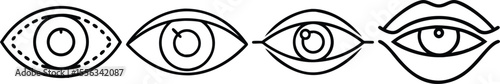 Stylish Line Art Eyes and Lips Design, Perfect for Fashion or...