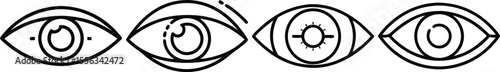 Unique Set of Four Stylish Eye Icons, Line Art, Black and...