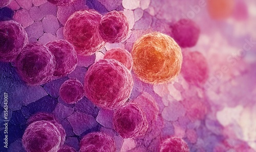 Microscopic view shows abnormal lymph node tissue with a follicular pattern, indicating follicular lymphoma in non-Hodgkin lymphoma