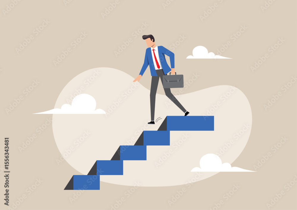 Obraz premium a businessman walking down stairs