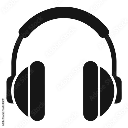 Music Headphone Symbol Black Silhouette on White