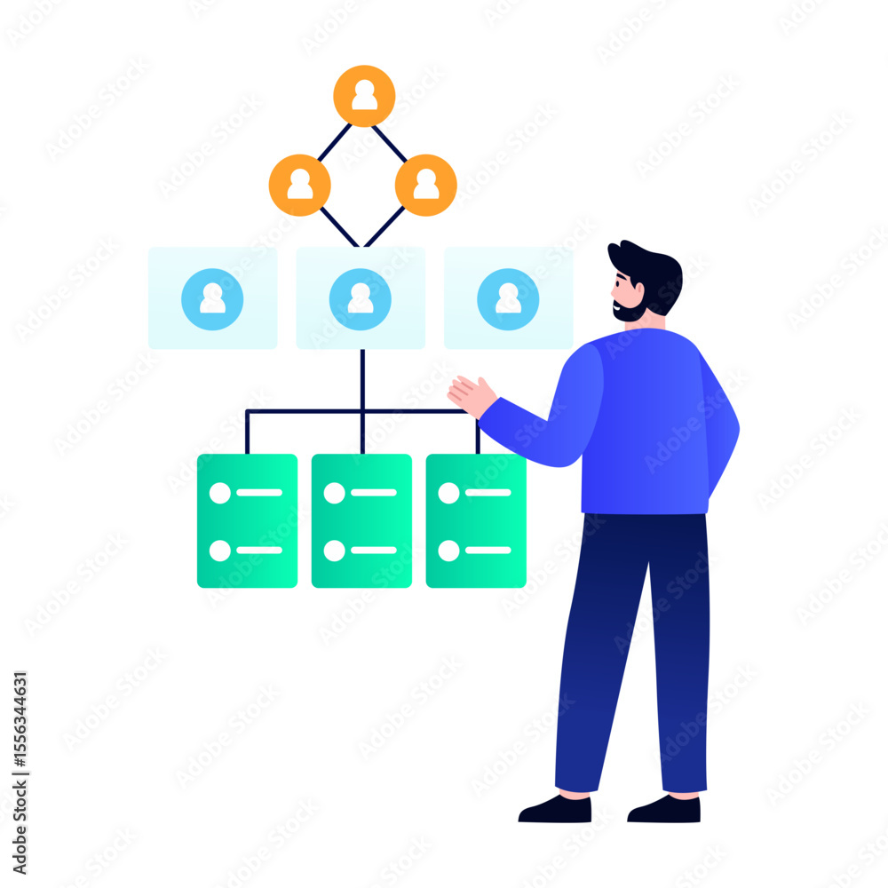 A flat style illustration showing sitemap A flat style illustration showing sitemap