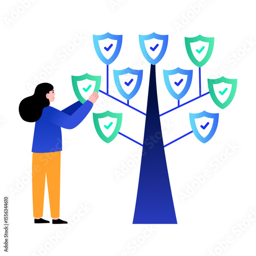 A flat style illustration depicting cyber resilience