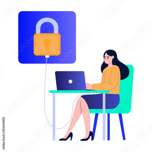 A flat style illustration showing data theft