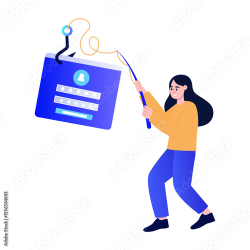 A flat style illustration depicting data phishing