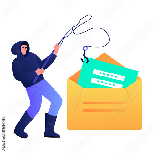 A flat style illustration depicting spoofing