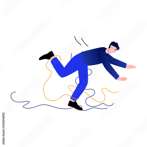 A flat style illustration depicting tripping wire
