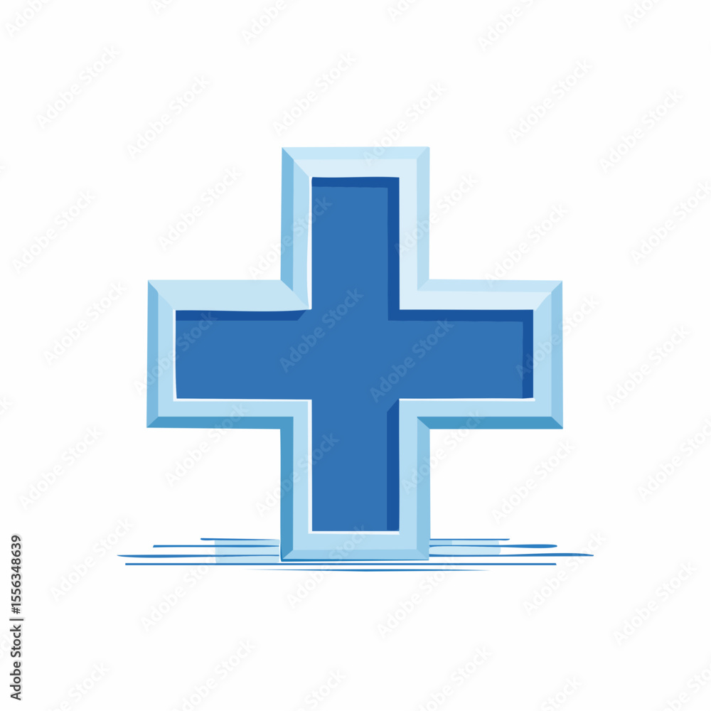 Fototapeta premium Blue 3D Plus Sign Medical Cross Healthcare Symbol