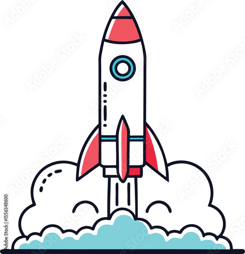 line drawing of a rocket launching