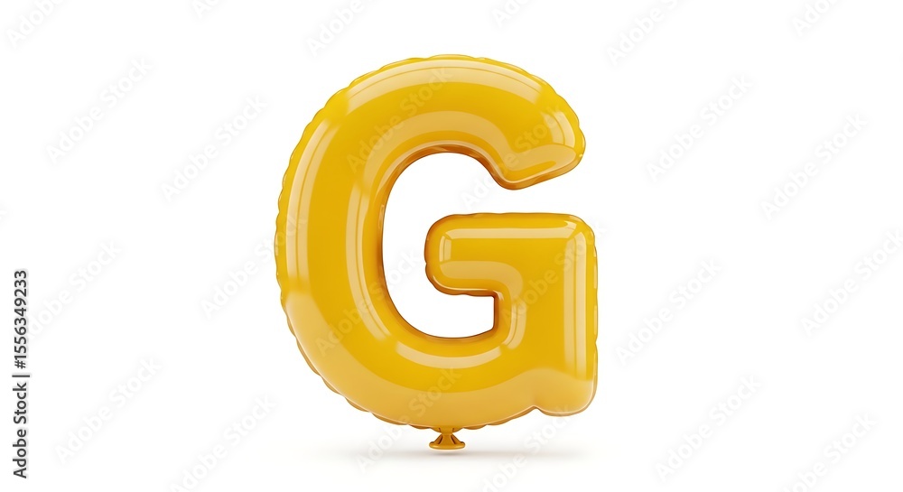 Obraz premium Yellow Alphabet G Balloon 3D Illustration with White Backdrop