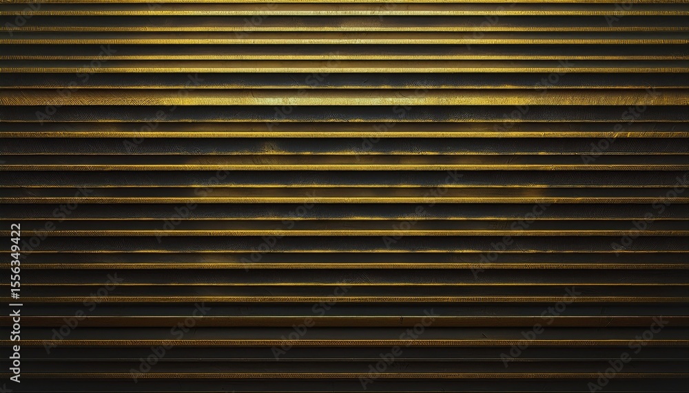 Obraz premium luxurious black metal surface with parallel brushed gold horizontal stripes, rich industrial texture for premium design, branding, packaging, or background use