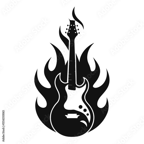 Guitar silhouettes set.Acoustic and heavy rock electric guitars musical instruments. Simple set of electric guitar vector icons for web design. Music symbols collection.Vector ilustration