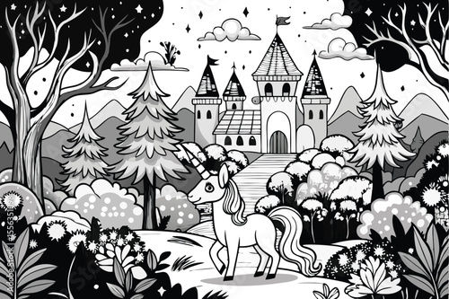 Fantasy vector illustration of an old fairy tale castle