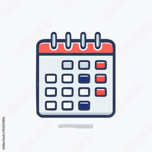 Red And Blue Calendar Icon Illustration