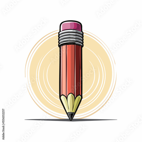 Red Pencil Illustration on Beige Background