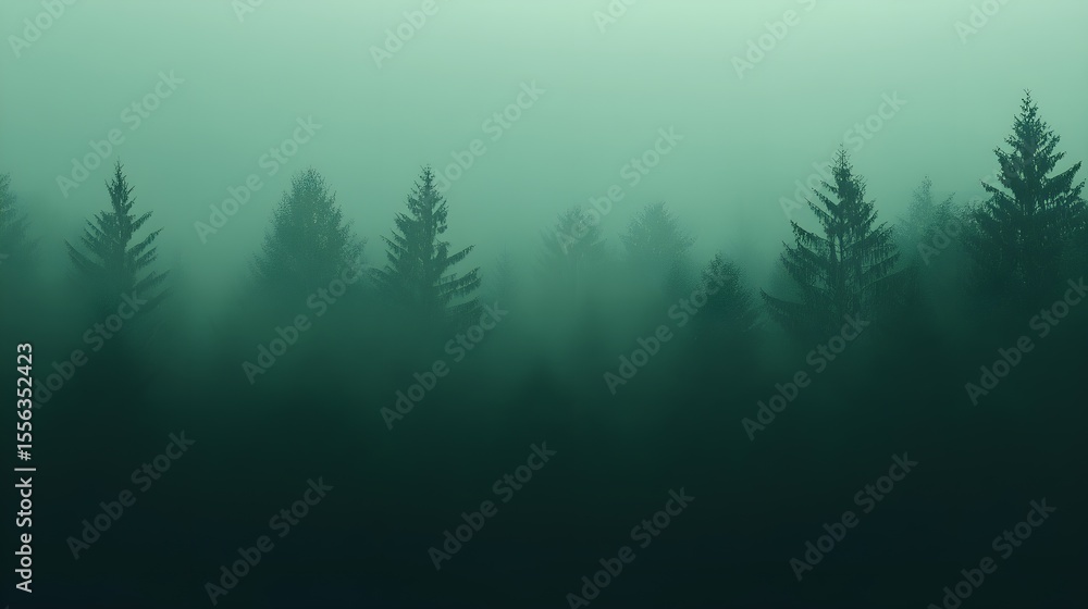 Enigmatic foggy forest mysterious pines Enigmatic foggy forest mysterious pines